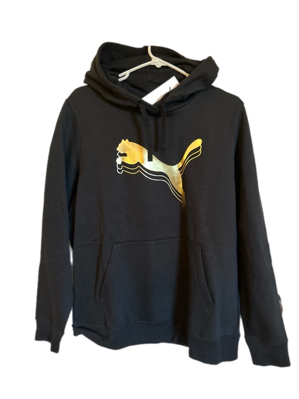 Woman’s Puma Black Hoodie with Metallic Gold Logo
